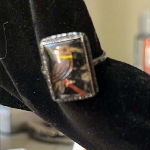 Thomas Mott kingfisher antique 1920s ring vintage rare 7 sterling silver marked - Picture 6 of 17